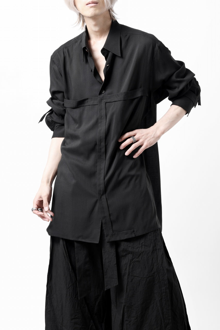 画像をギャラリービューアに読み込む, Y's TAPE FLAP POCKET SHIRT / CELLULOSE LOAN (BLACK)