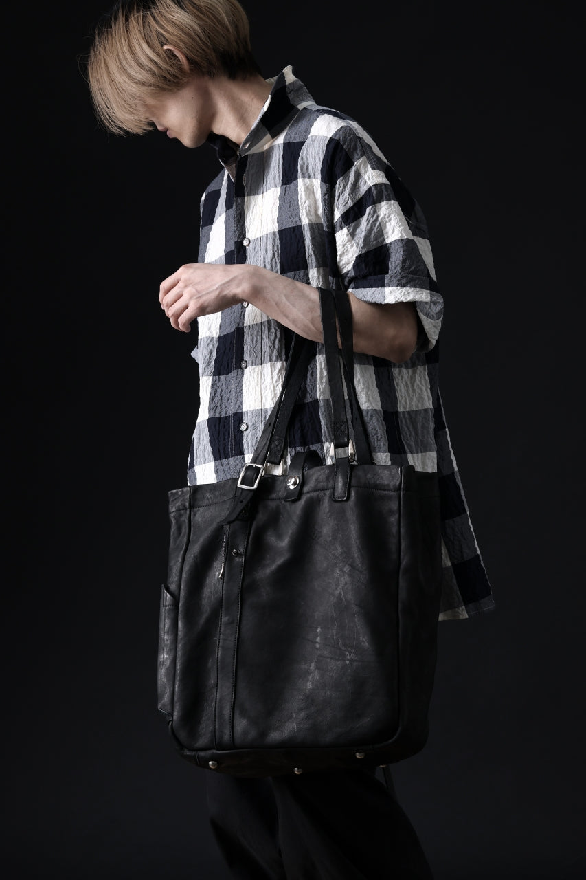 Load image into Gallery viewer, ISAMU KATAYAMA BACKLASH TOTE BAG / DOUBLE SHOULDER OBJECT DYED (BLACK) ※