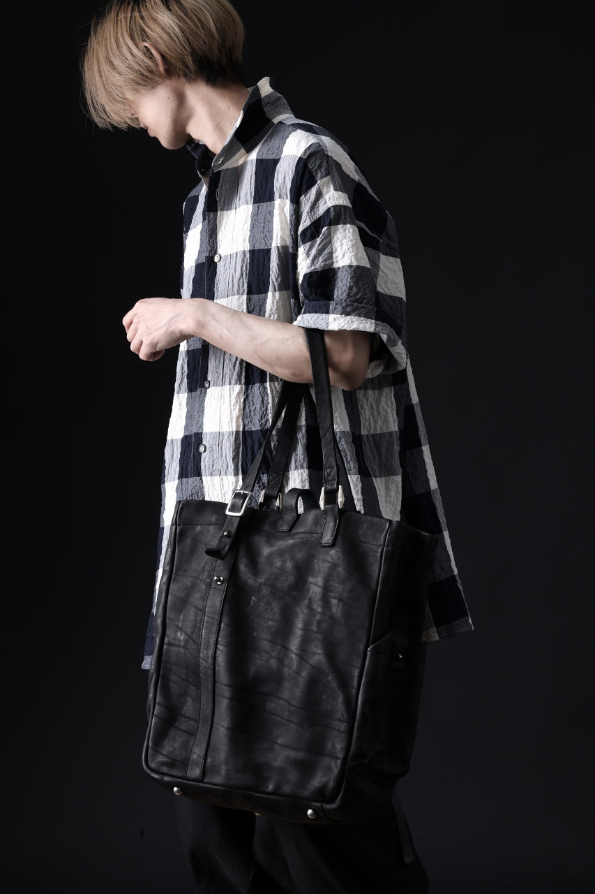 Load image into Gallery viewer, ISAMU KATAYAMA BACKLASH TOTE BAG / DOUBLE SHOULDER OBJECT DYED (BLACK) ※