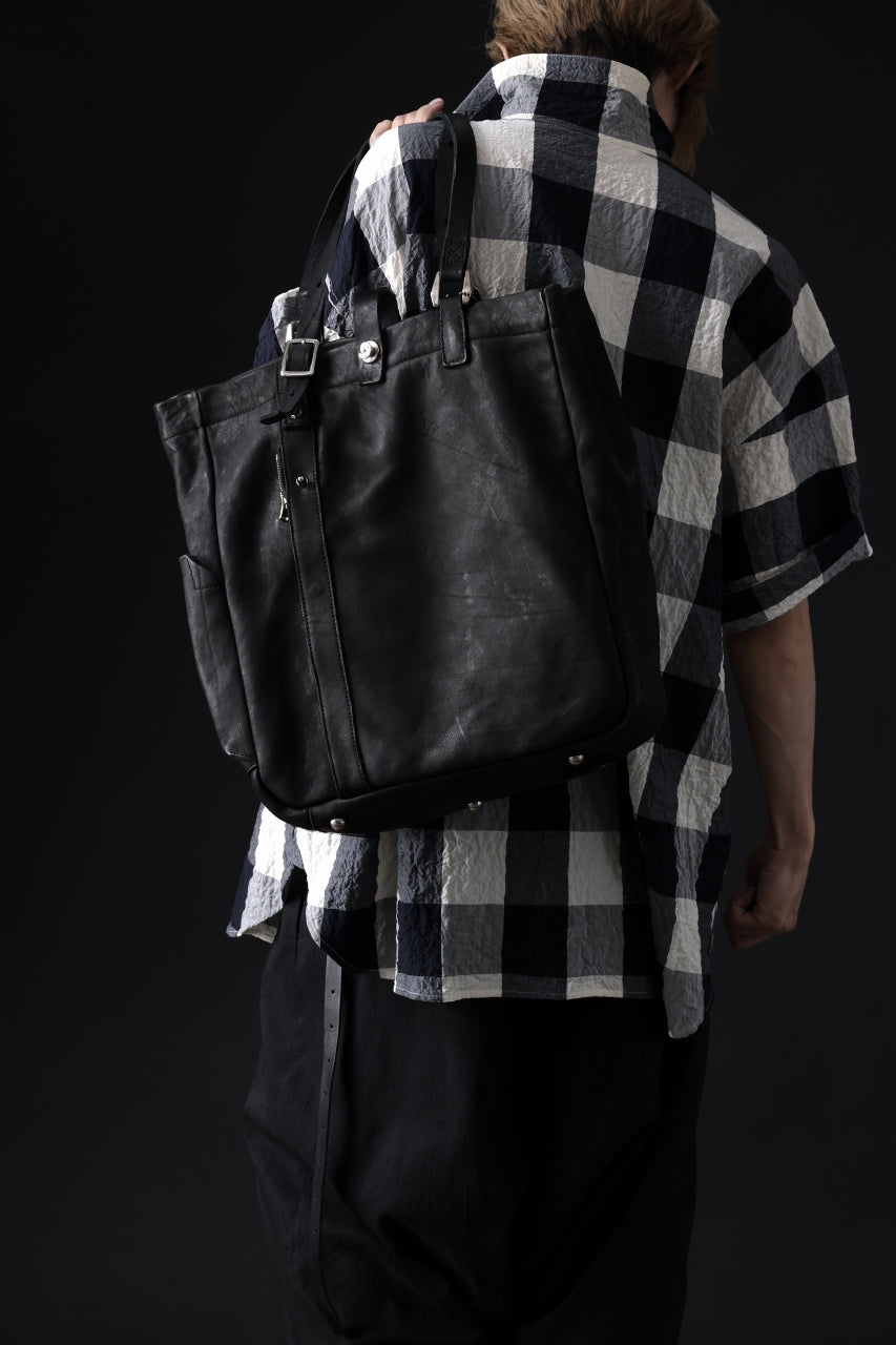 画像をギャラリービューアに読み込む, ISAMU KATAYAMA BACKLASH TOTE BAG / DOUBLE-SHOULDER OBJECT DYED (BLACK)