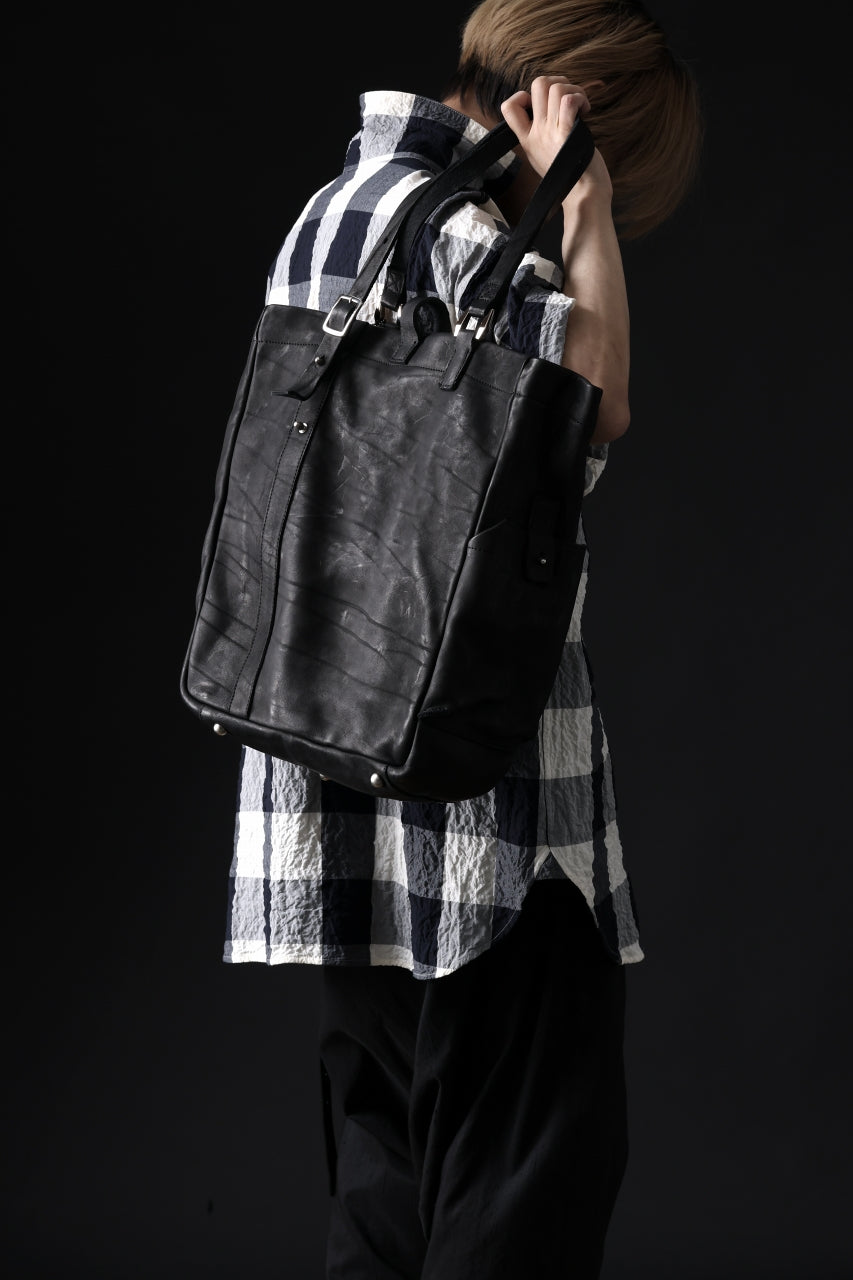 Load image into Gallery viewer, ISAMU KATAYAMA BACKLASH TOTE BAG / DOUBLE SHOULDER OBJECT DYED (BLACK) ※