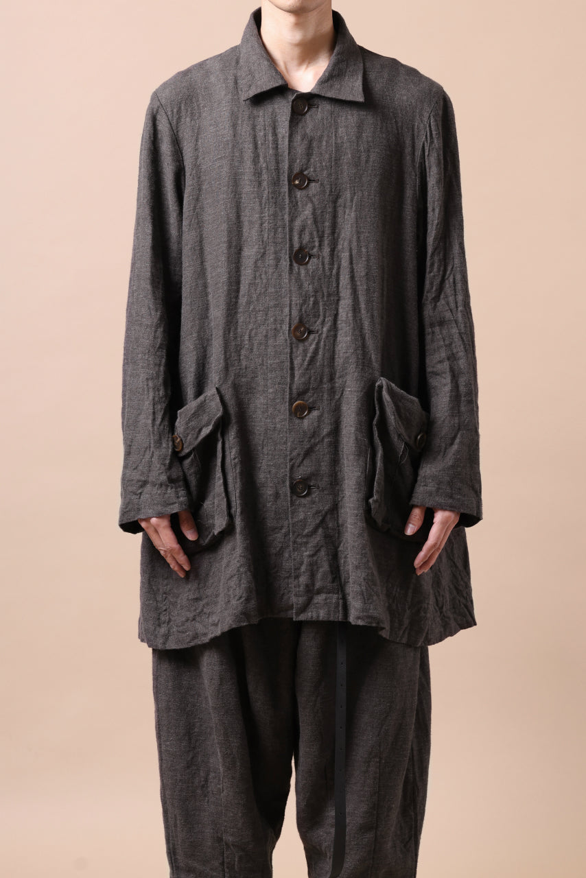 画像をギャラリービューアに読み込む, YUTA MATSUOKA work shirt jacket / brushed linen canvas (brown)