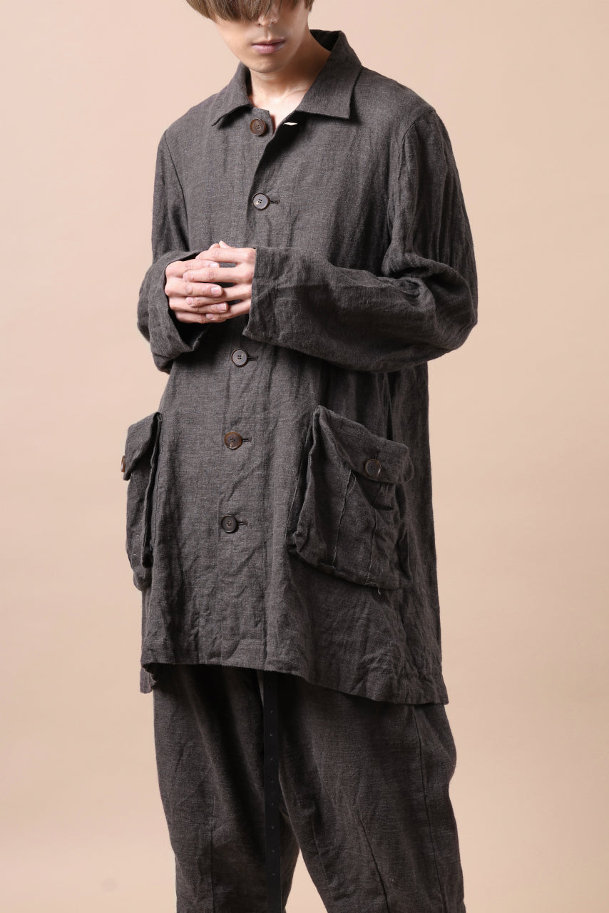 画像をギャラリービューアに読み込む, YUTA MATSUOKA work shirt jacket / brushed linen canvas (brown)