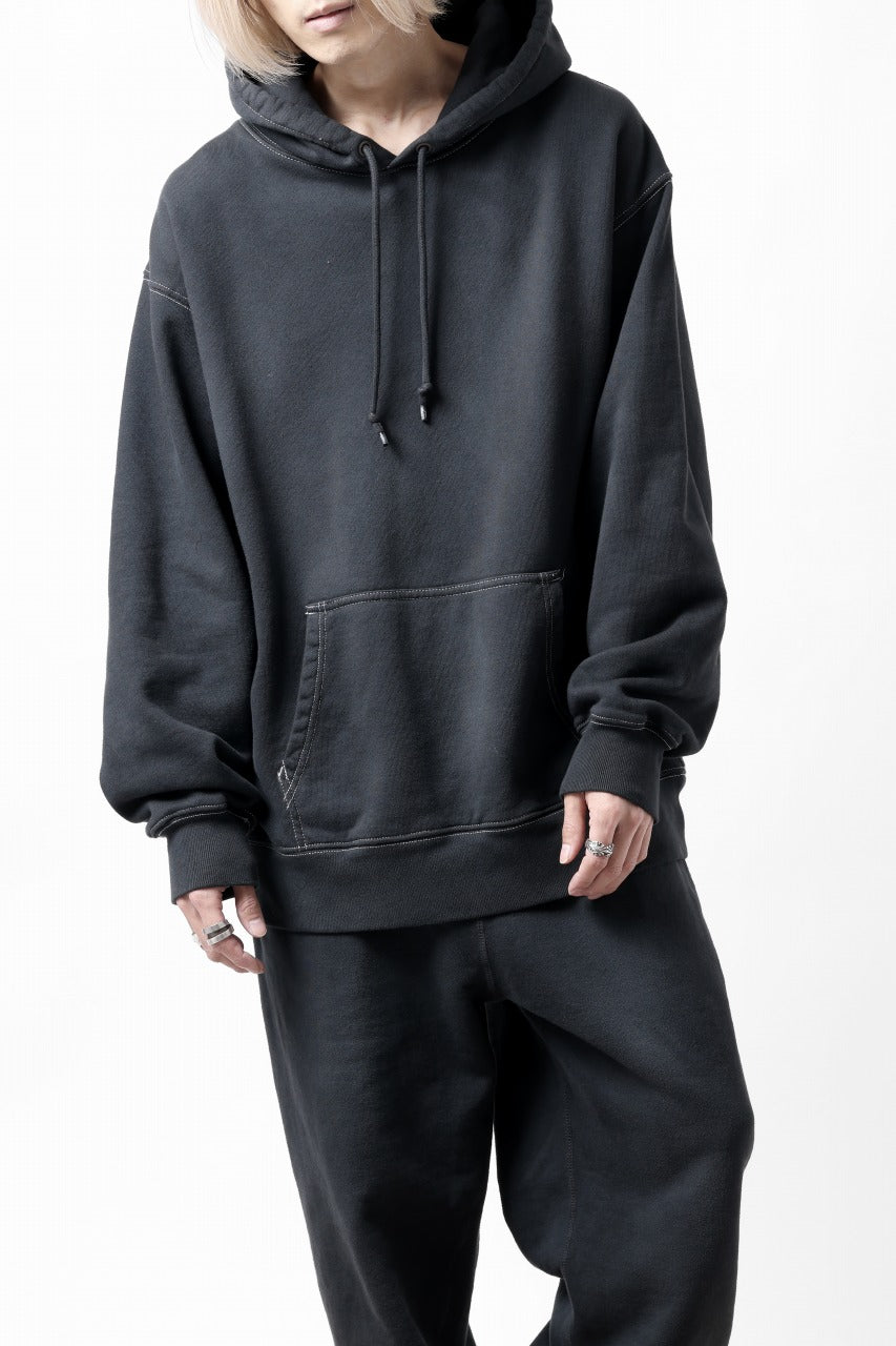 画像をギャラリービューアに読み込む, DEFORMATER.® THREE PROCESSING SWEAT HOODIE - DYED/BIO/FROST EFFECT (VINTAGE BLACK)