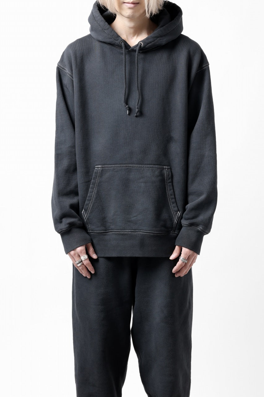 画像をギャラリービューアに読み込む, DEFORMATER.® THREE PROCESSING SWEAT HOODIE - DYED/BIO/FROST EFFECT (VINTAGE BLACK)