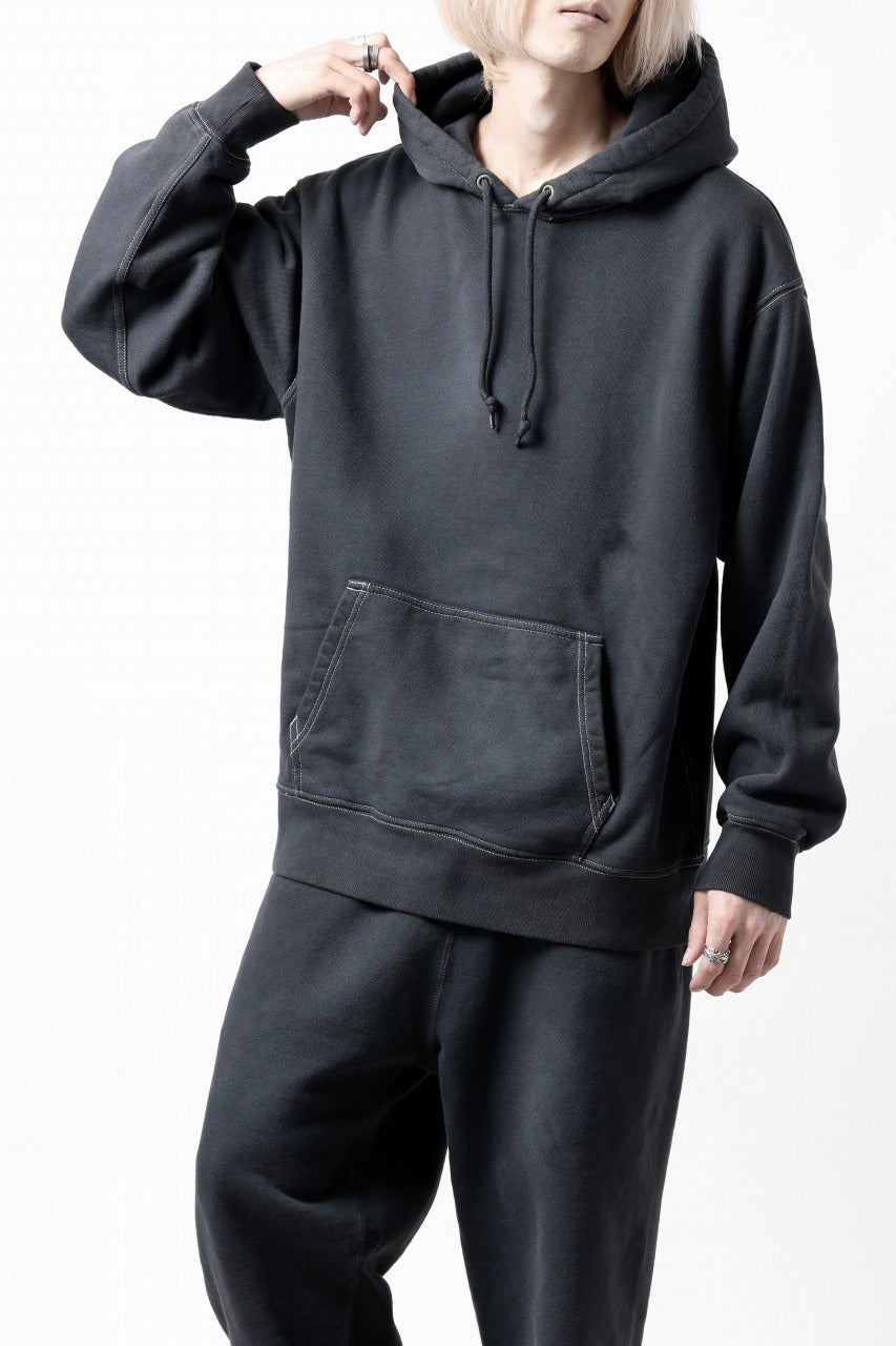 画像をギャラリービューアに読み込む, DEFORMATER.® THREE PROCESSING SWEAT HOODIE - DYED/BIO/FROST EFFECT (VINTAGE BLACK)
