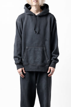 画像をギャラリービューアに読み込む, DEFORMATER.® THREE PROCESSING SWEAT HOODIE - DYED/BIO/FROST EFFECT (VINTAGE BLACK)