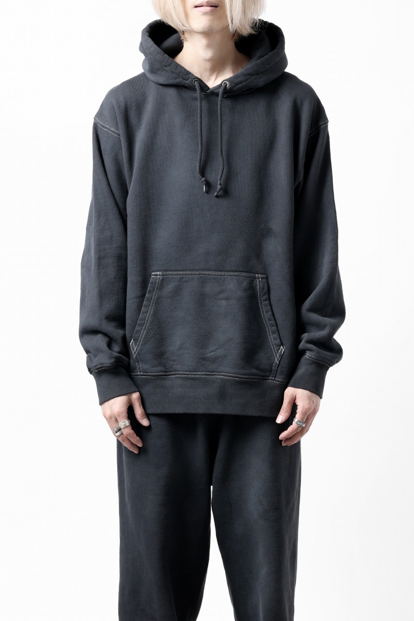 画像をギャラリービューアに読み込む, DEFORMATER.® THREE PROCESSING SWEAT HOODIE - DYED/BIO/FROST EFFECT (VINTAGE BLACK)