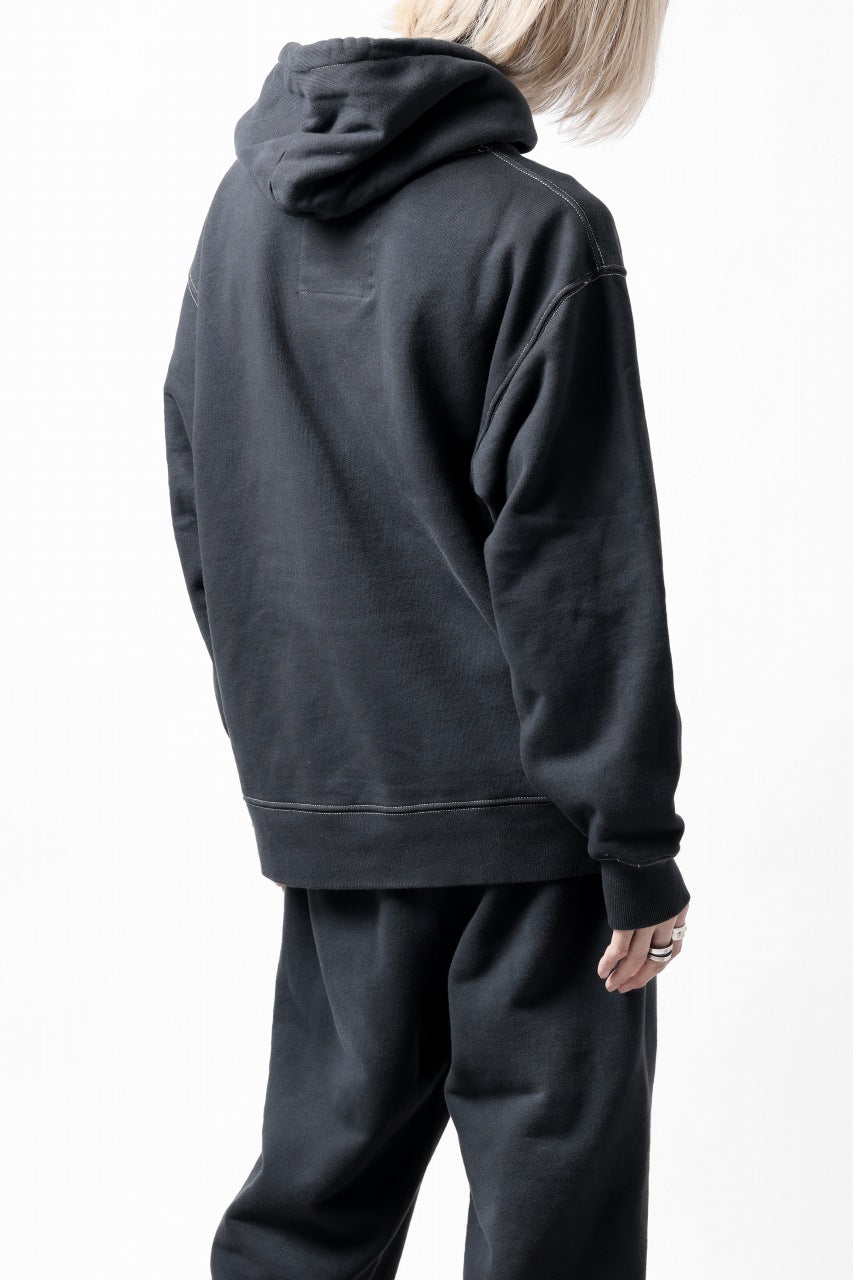 画像をギャラリービューアに読み込む, DEFORMATER.® THREE PROCESSING SWEAT HOODIE - DYED/BIO/FROST EFFECT (VINTAGE BLACK)