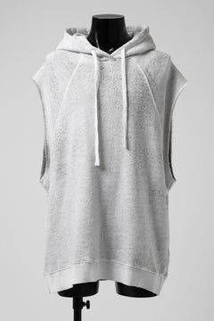 画像をギャラリービューアに読み込む, thomkrom SPLAY DYED SLEEVELESS HOODIE TOPS  / FRENCH TERRY ORGANIC (OFF WHITE)