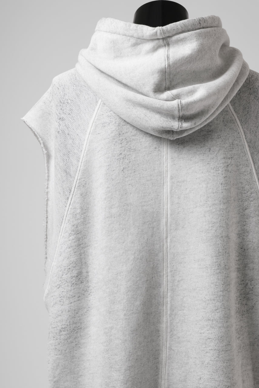 画像をギャラリービューアに読み込む, thomkrom SPLAY DYED SLEEVELESS HOODIE TOPS  / FRENCH TERRY ORGANIC (OFF WHITE)
