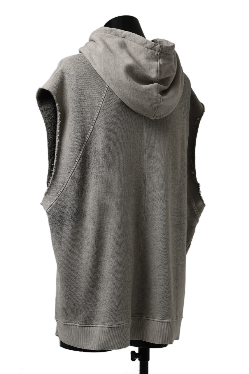 画像をギャラリービューアに読み込む, thomkrom SPLAY DYED SLEEVELESS HOODIE TOPS  / FRENCH TERRY ORGANIC (SAND)