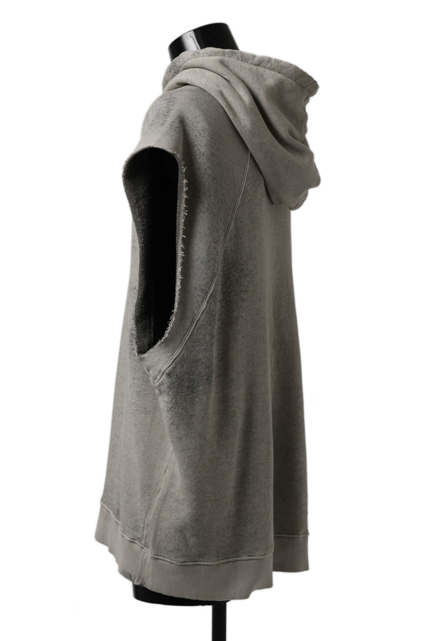 画像をギャラリービューアに読み込む, thomkrom SPLAY DYED SLEEVELESS HOODIE TOPS  / FRENCH TERRY ORGANIC (SAND)