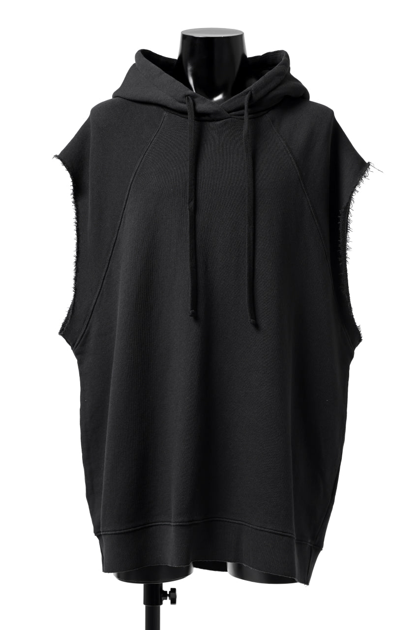 画像をギャラリービューアに読み込む, thomkrom SLEEVELESS HOODIE TOPS  / FRENCH TERRY ORGANIC (BLACK)