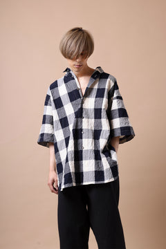 画像をギャラリービューアに読み込む, forme d'expression Short Sleeve Oversized Shirt (Big Check)