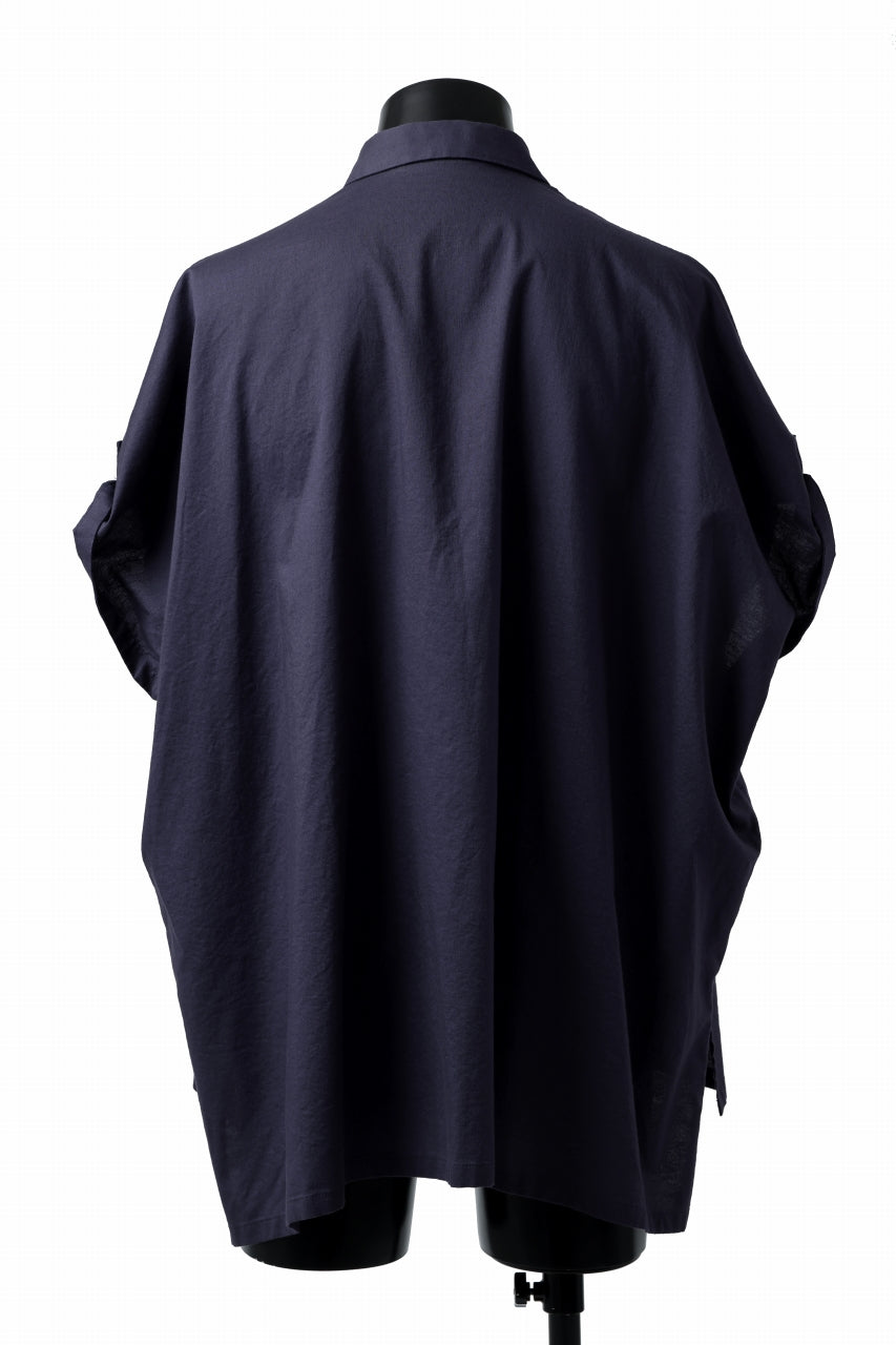 Y's ROLLED UP SLEEVE SHIRT BLOUSE / THIN TWILL (NAVY)