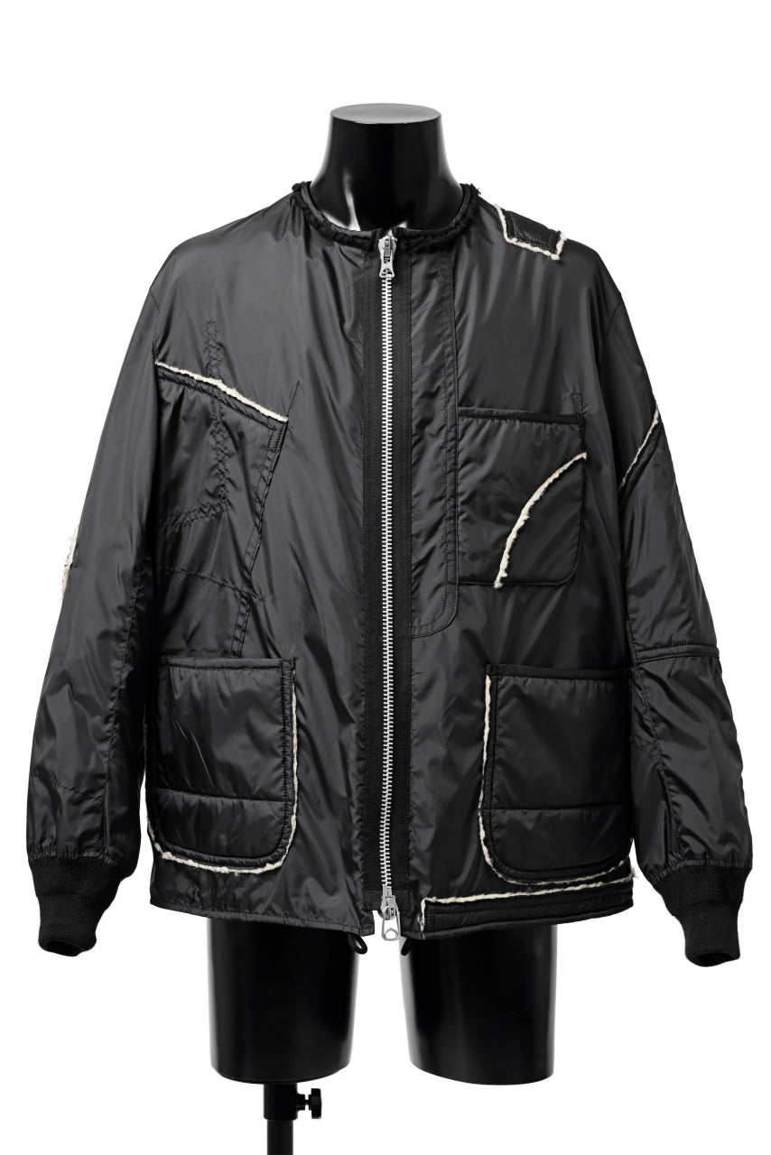 画像をギャラリービューアに読み込む, Y's BANG ON! No.173 POLYESTER TAFFETA + WOOL PILE PATCHED BLOUSON (BLACK)