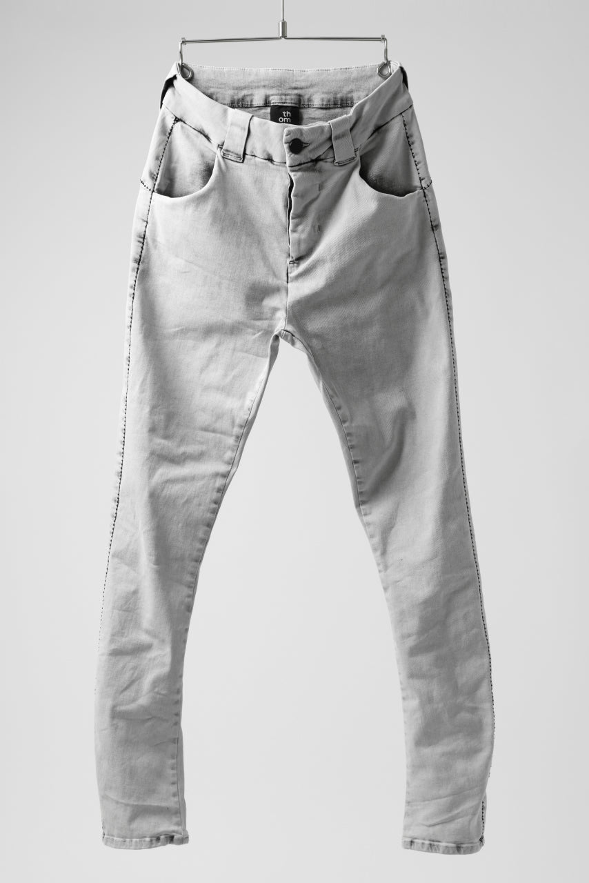 画像をギャラリービューアに読み込む, thomkrom ACID BLEACH SCAR STITCH SLIM TROUSERS / STRETCH TENCEL DENIM (LIGHT GREY)