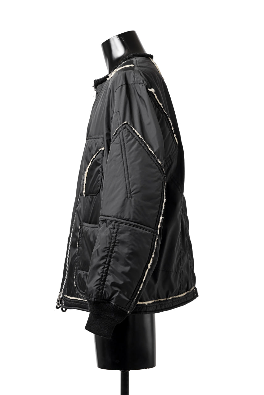 画像をギャラリービューアに読み込む, Y's BANG ON! No.173 POLYESTER TAFFETA + WOOL PILE PATCHED BLOUSON (BLACK)