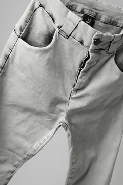画像をギャラリービューアに読み込む, thomkrom ACID BLEACH SCAR STITCH SLIM TROUSERS / STRETCH TENCEL DENIM (LIGHT GREY)