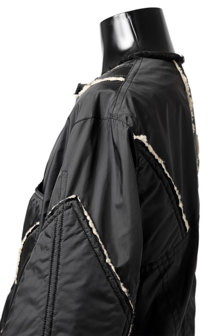 画像をギャラリービューアに読み込む, Y's BANG ON! No.173 POLYESTER TAFFETA + WOOL PILE PATCHED BLOUSON (BLACK)