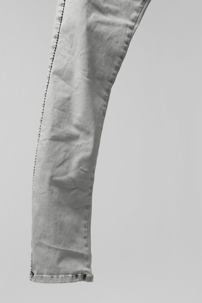 画像をギャラリービューアに読み込む, thomkrom ACID BLEACH SCAR STITCH SLIM TROUSERS / STRETCH TENCEL DENIM (LIGHT GREY)