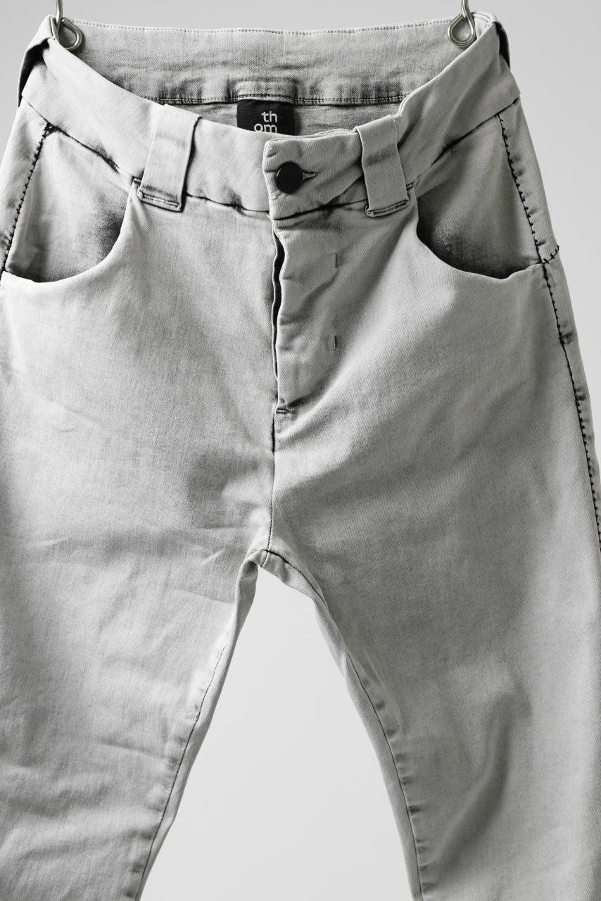画像をギャラリービューアに読み込む, thomkrom ACID BLEACH SCAR STITCH SLIM TROUSERS / STRETCH TENCEL DENIM (LIGHT GREY)