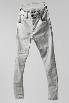 画像をギャラリービューアに読み込む, thomkrom ACID BLEACH SCAR STITCH SLIM TROUSERS / STRETCH TENCEL DENIM (LIGHT GREY)