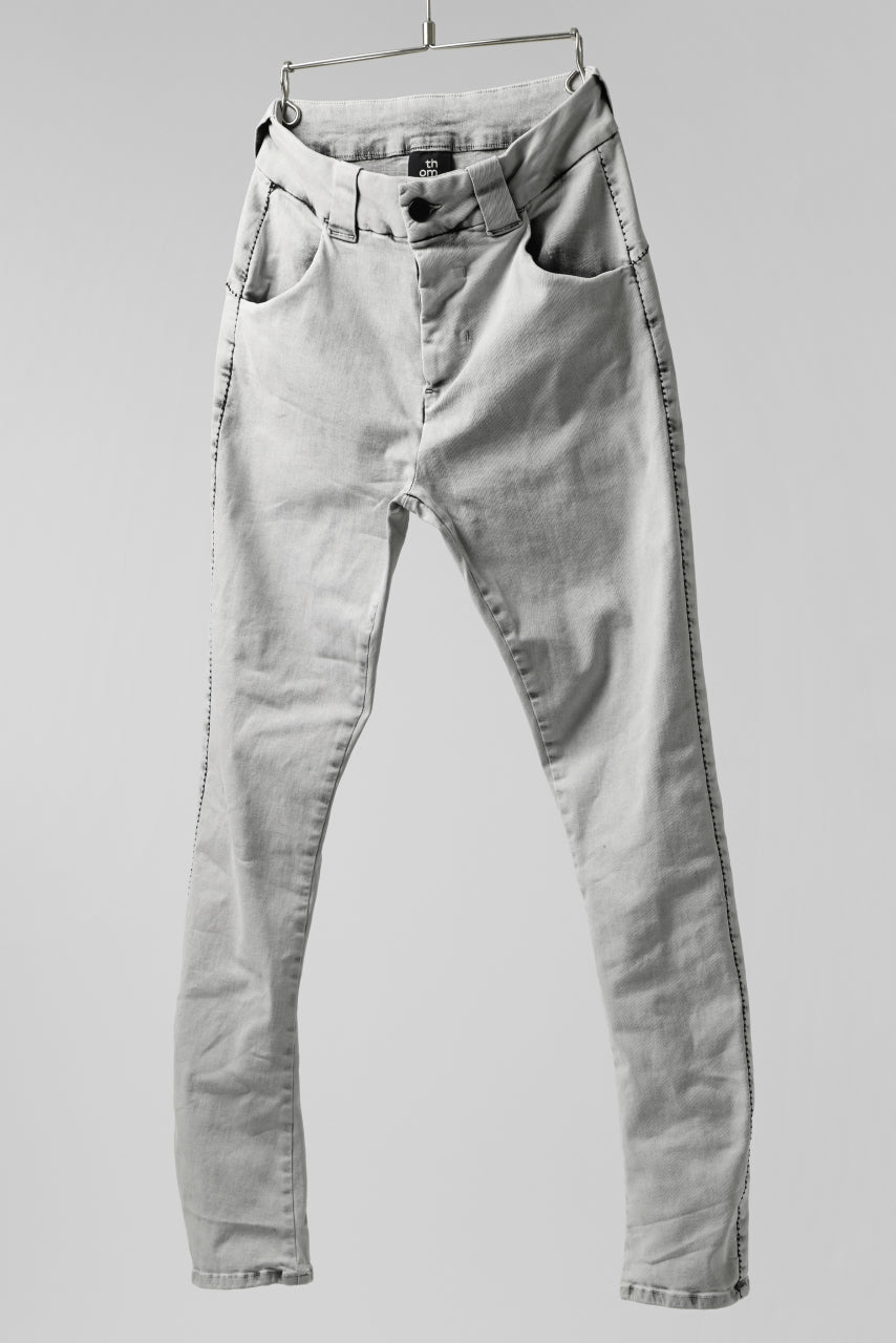 画像をギャラリービューアに読み込む, thomkrom ACID BLEACH SCAR STITCH SLIM TROUSERS / STRETCH TENCEL DENIM (LIGHT GREY)