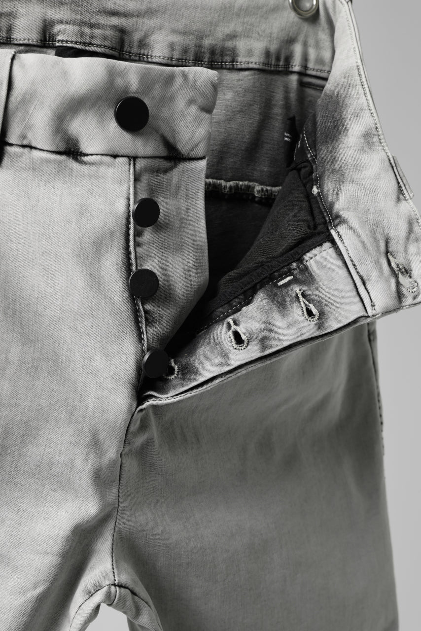画像をギャラリービューアに読み込む, thomkrom ACID BLEACH SCAR STITCH SLIM TROUSERS / STRETCH TENCEL DENIM (LIGHT GREY)