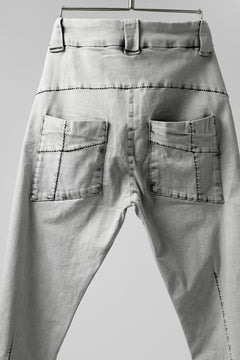 画像をギャラリービューアに読み込む, thomkrom ACID BLEACH SCAR STITCH SLIM TROUSERS / STRETCH TENCEL DENIM (LIGHT GREY)