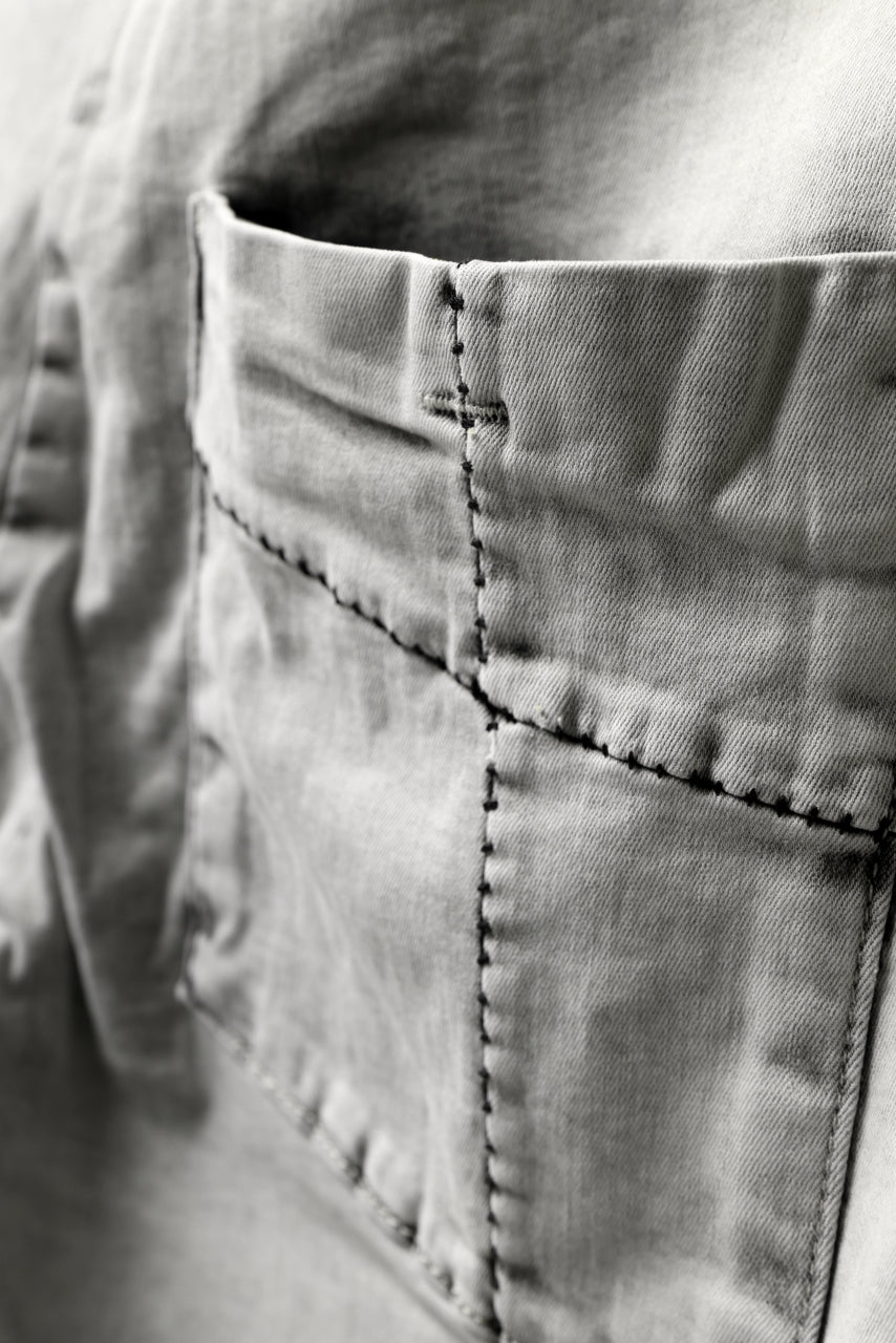 画像をギャラリービューアに読み込む, thomkrom ACID BLEACH SCAR STITCH SLIM TROUSERS / STRETCH TENCEL DENIM (LIGHT GREY)