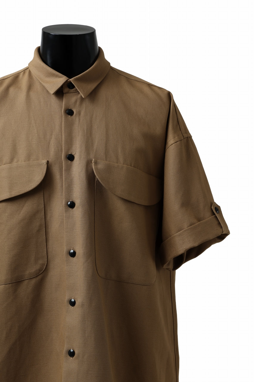 画像をギャラリービューアに読み込む, KLASICA SH-034 LOOSE FIT ROLL UP HALF SLEEVE SHIRT / C/L HIGH RISE TWILL (AMBER)
