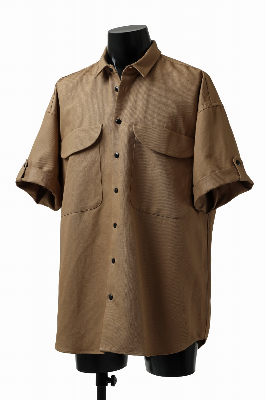 画像をギャラリービューアに読み込む, KLASICA SH-034 LOOSE FIT ROLL UP HALF SLEEVE SHIRT / C/L HIGH RISE TWILL (AMBER)