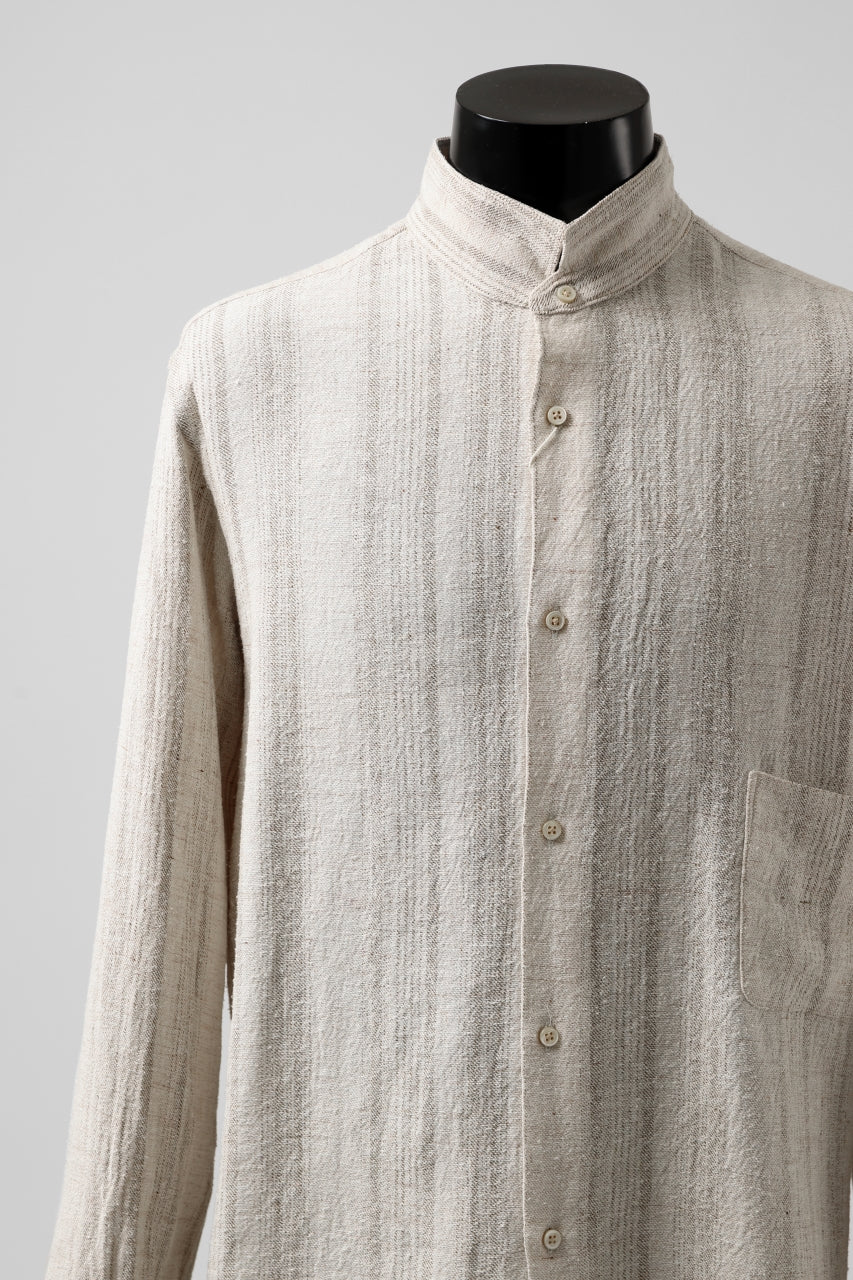 画像をギャラリービューアに読み込む, COLINA GARDENER SHIRT / SHADOW STRIPE (LINEN / NEPPED SILK) (BROWN)