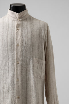 画像をギャラリービューアに読み込む, COLINA GARDENER SHIRT / SHADOW STRIPE (LINEN / NEPPED SILK) (BROWN)