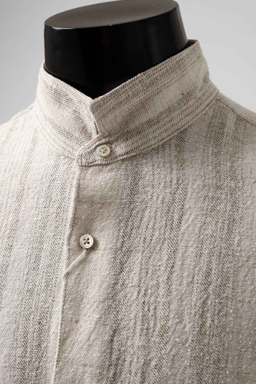 画像をギャラリービューアに読み込む, COLINA GARDENER SHIRT / SHADOW STRIPE (LINEN / NEPPED SILK) (BROWN)
