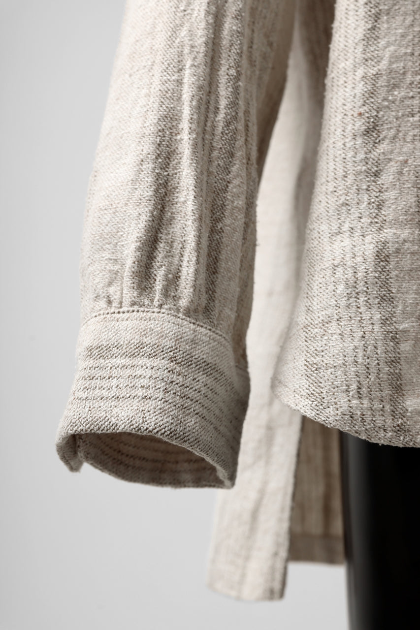 画像をギャラリービューアに読み込む, COLINA GARDENER SHIRT / SHADOW STRIPE (LINEN / NEPPED SILK) (BROWN)