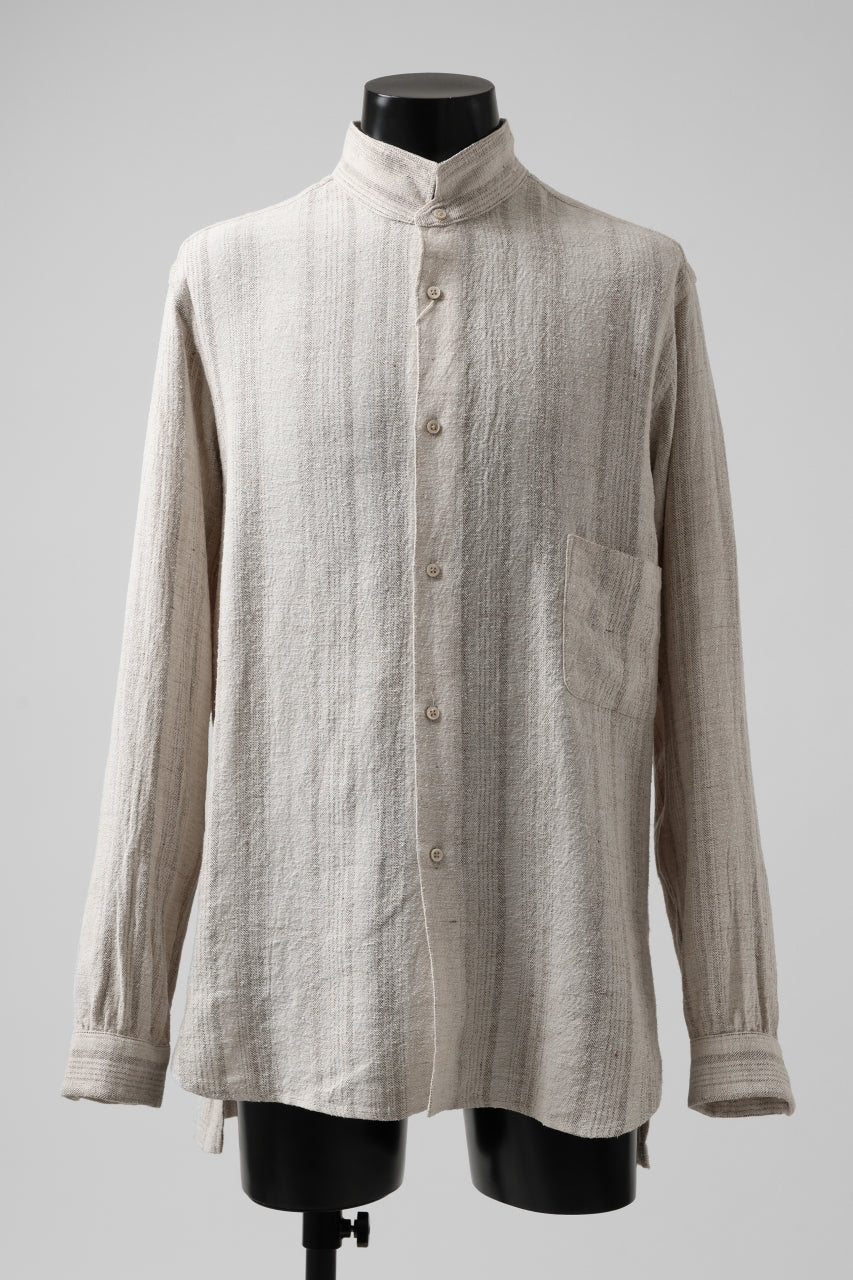 画像をギャラリービューアに読み込む, COLINA GARDENER SHIRT / SHADOW STRIPE (LINEN / NEPPED SILK) (BROWN)