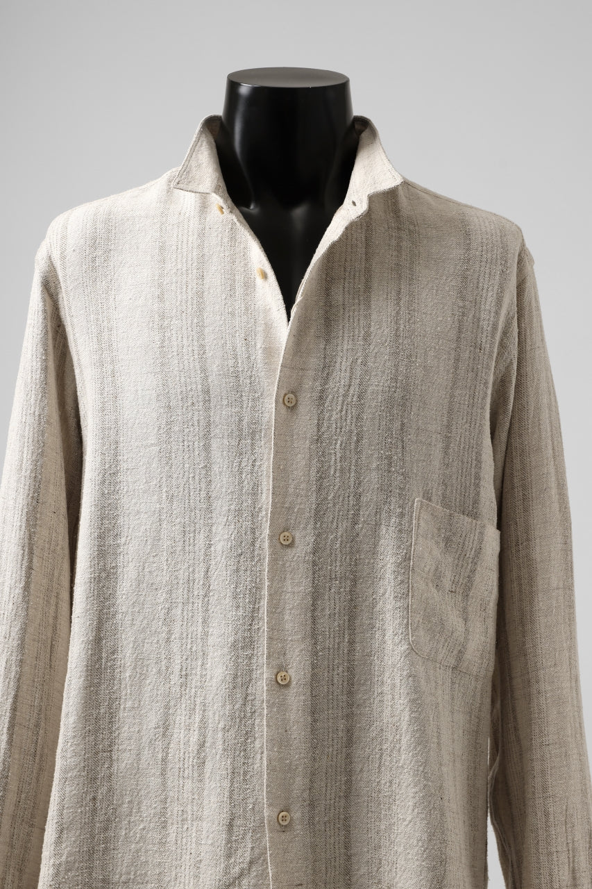 画像をギャラリービューアに読み込む, COLINA GARDENER SHIRT / SHADOW STRIPE (LINEN / NEPPED SILK) (BROWN)