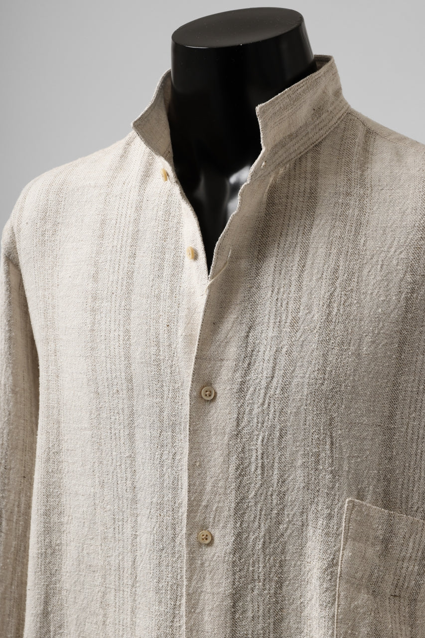 画像をギャラリービューアに読み込む, COLINA GARDENER SHIRT / SHADOW STRIPE (LINEN / NEPPED SILK) (BROWN)