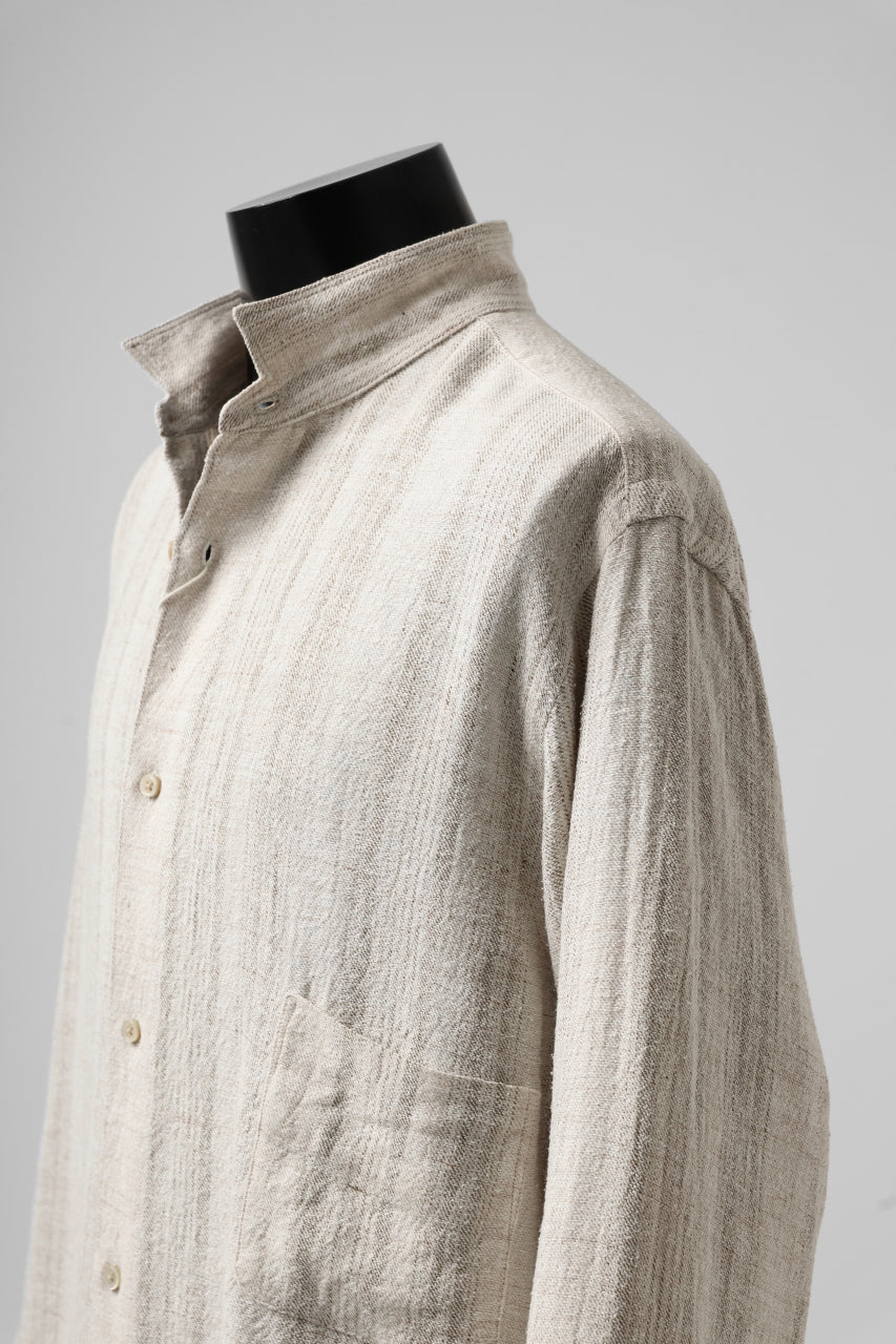 画像をギャラリービューアに読み込む, COLINA GARDENER SHIRT / SHADOW STRIPE (LINEN / NEPPED SILK) (BROWN)