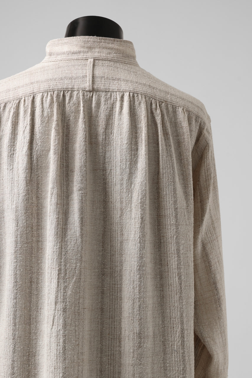 画像をギャラリービューアに読み込む, COLINA GARDENER SHIRT / SHADOW STRIPE (LINEN / NEPPED SILK) (BROWN)