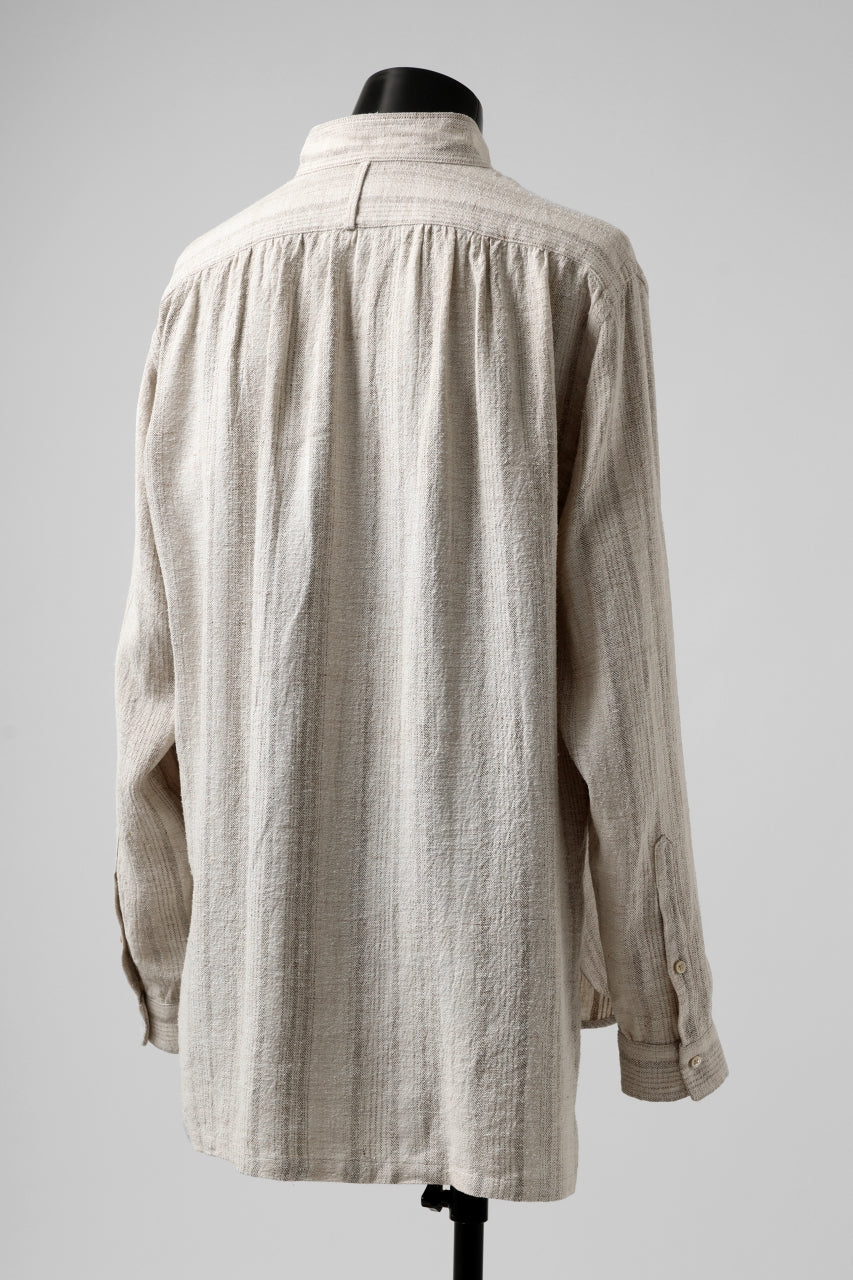 画像をギャラリービューアに読み込む, COLINA GARDENER SHIRT / SHADOW STRIPE (LINEN / NEPPED SILK) (BROWN)