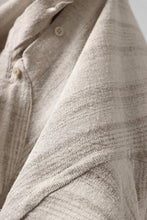 画像をギャラリービューアに読み込む, COLINA GARDENER SHIRT / SHADOW STRIPE (LINEN / NEPPED SILK) (BROWN)