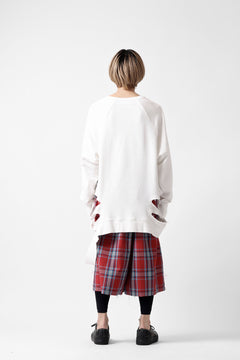 画像をギャラリービューアに読み込む, A.F ARTEFACT RAGRAN OVERSIZED TOPS / DAMAGE & PRINT SWEAT (WHITE)