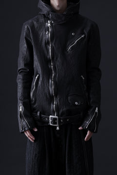 画像をギャラリービューアに読み込む, ISAMU KATAYAMA BACKLASH HOODED RIDERS JACKET / GARMENT WASHED JP CALF (BLACK)