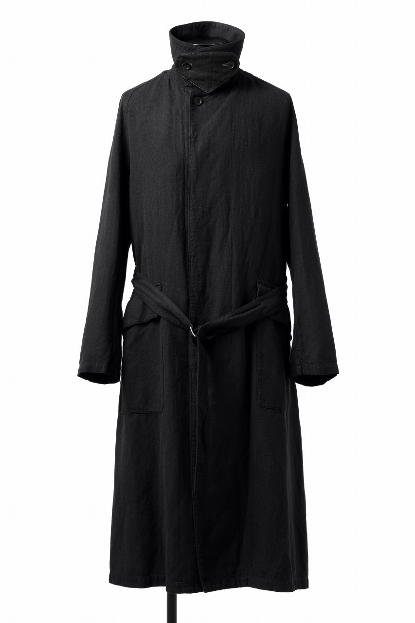 Load image into Gallery viewer, ISAMU KATAYAMA BACKLASH OVER COAT / GARMENT NATURAL DYED WOVEN + ELECTRIC HEATING LINER (SUMI)