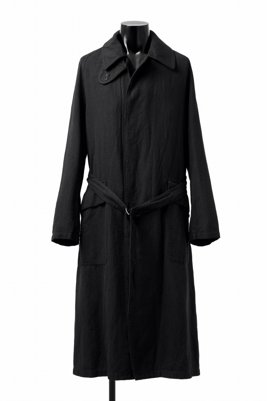 Load image into Gallery viewer, ISAMU KATAYAMA BACKLASH OVER COAT / GARMENT NATURAL DYED WOVEN + ELECTRIC HEATING LINER (SUMI)