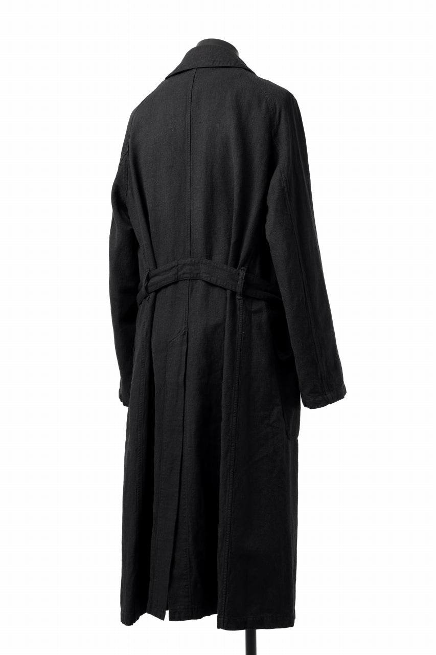 Load image into Gallery viewer, ISAMU KATAYAMA BACKLASH OVER COAT / GARMENT NATURAL DYED WOVEN + ELECTRIC HEATING LINER (SUMI)